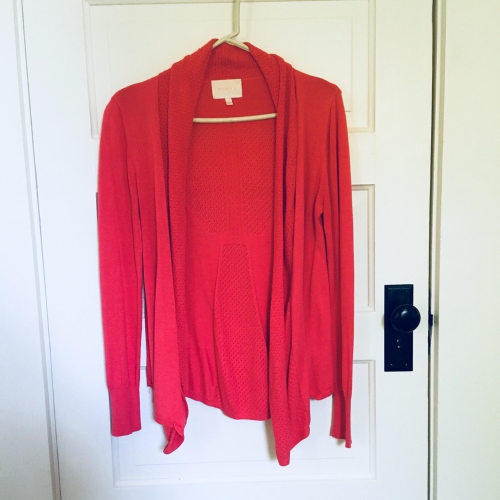 Skies Are Blue Coral Flowy Cardigan Sweater